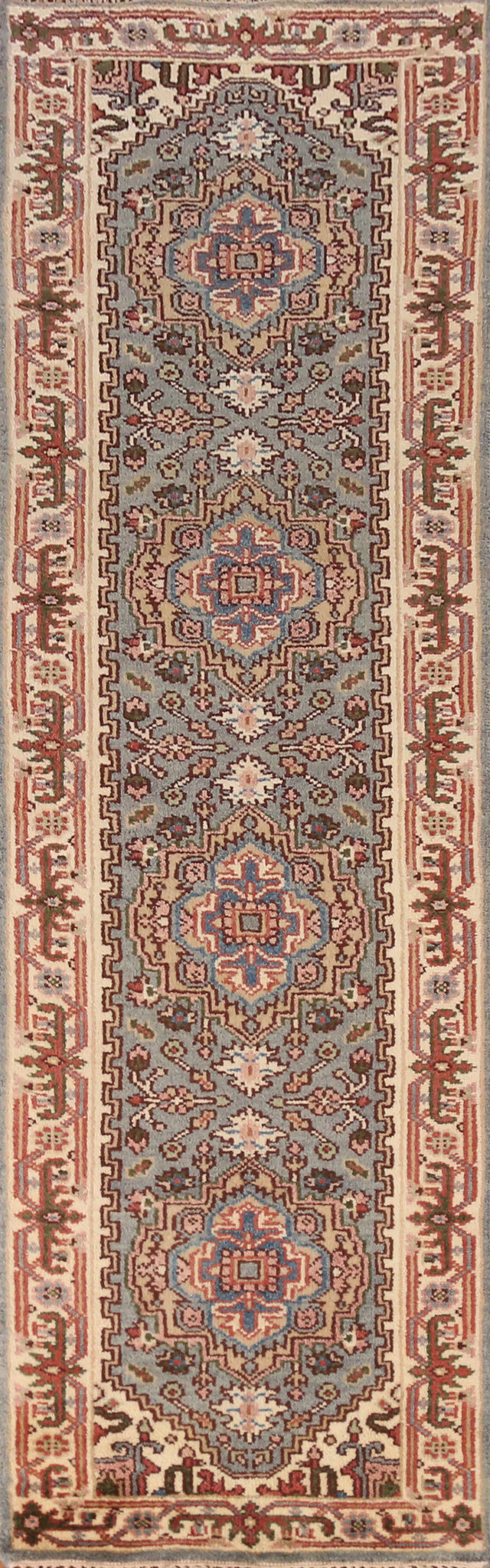 Geometric Heriz Serapi Indian Runner Rug 2x10