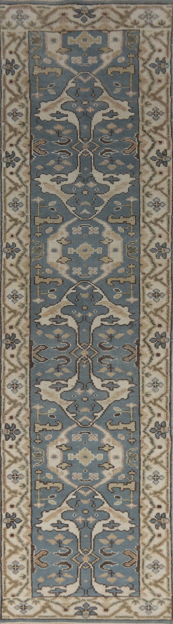 Blue Oushak Indian Runner Rug 3x12