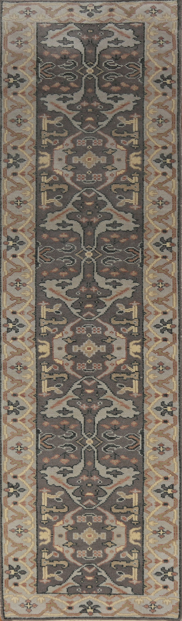 Gray Handmade Oushak Indian Runner Rug 3x12