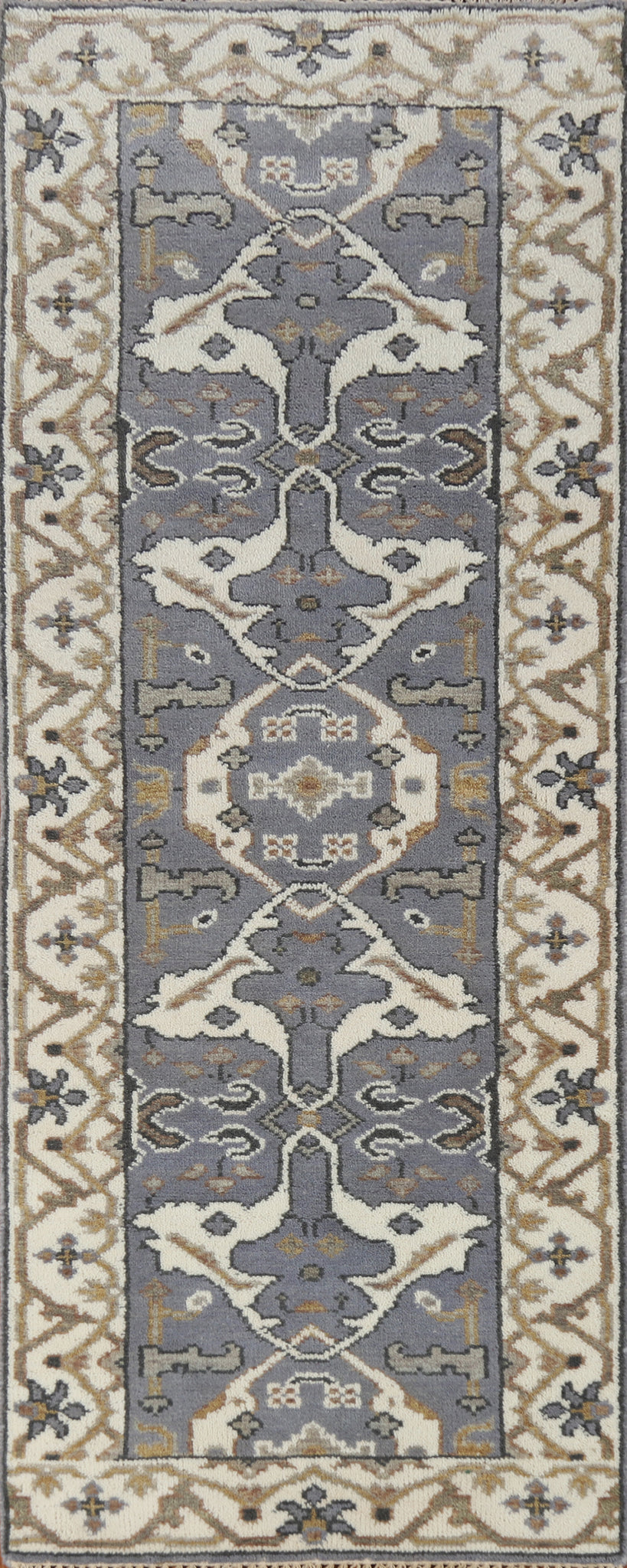 Blue Handmade Oushak Indian Runner Rug 3x8