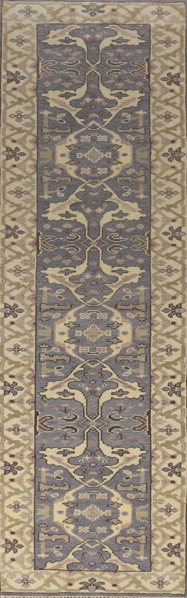 Handmade Blue Oushak Indian Runner Rug 3x12