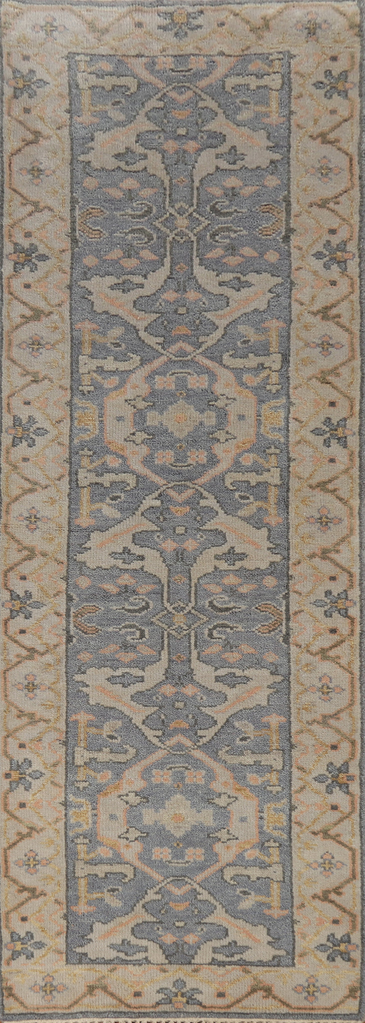 Blue Oushak Indian Runner Rug 3x10