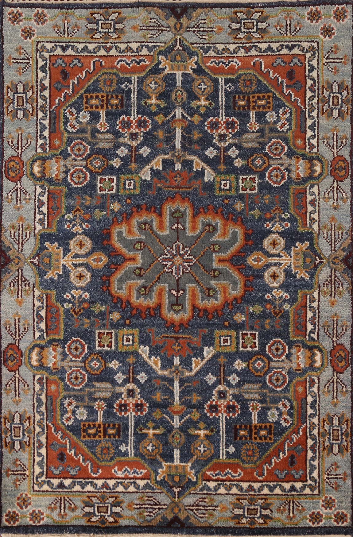 Geometric Heriz Serapi Indian Foyer Rug 4x6