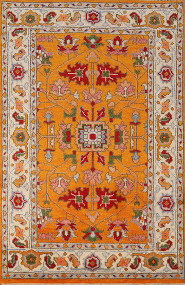 Handmade Wool Orange Heriz Serapi Indian Foyer Rug 4x6