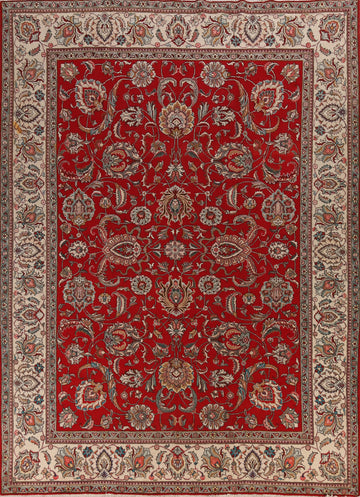 Vintage Red Floral Tabriz Persian Area Rug 10x13