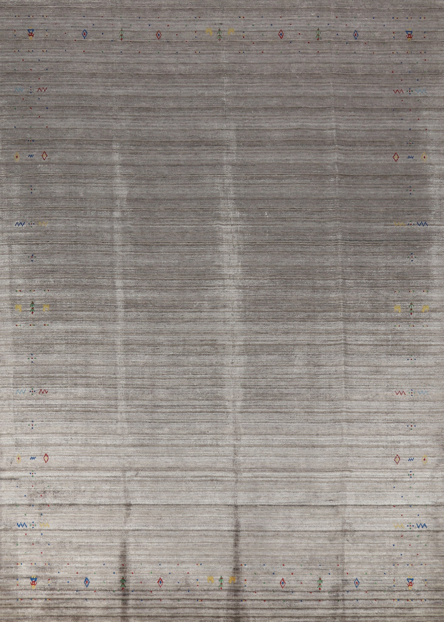 Silver Gray Wool Gabbeh Indian Area Rug 9x12