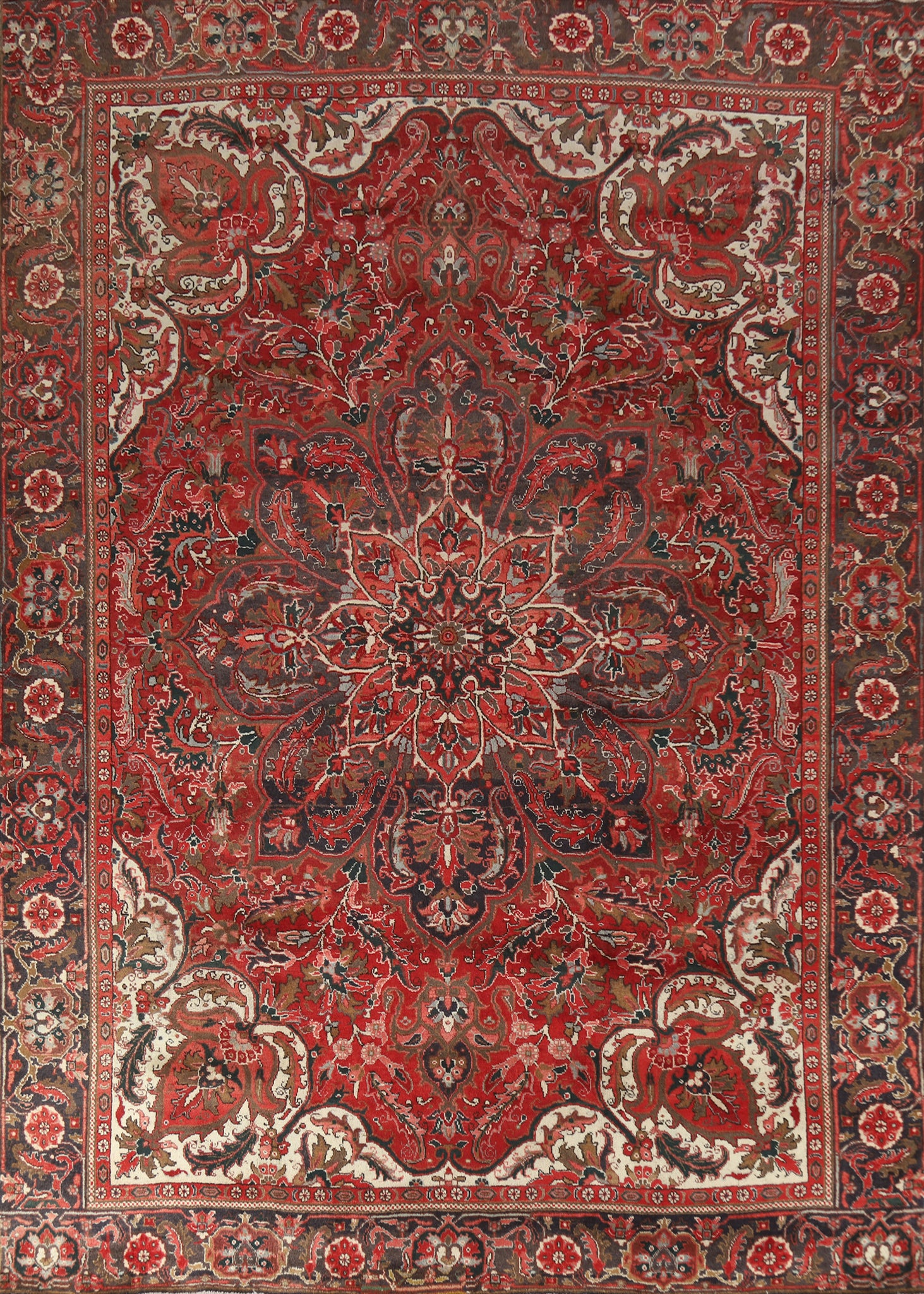 Vintage Wool Medallion Heriz Persian Area Rug 10x13