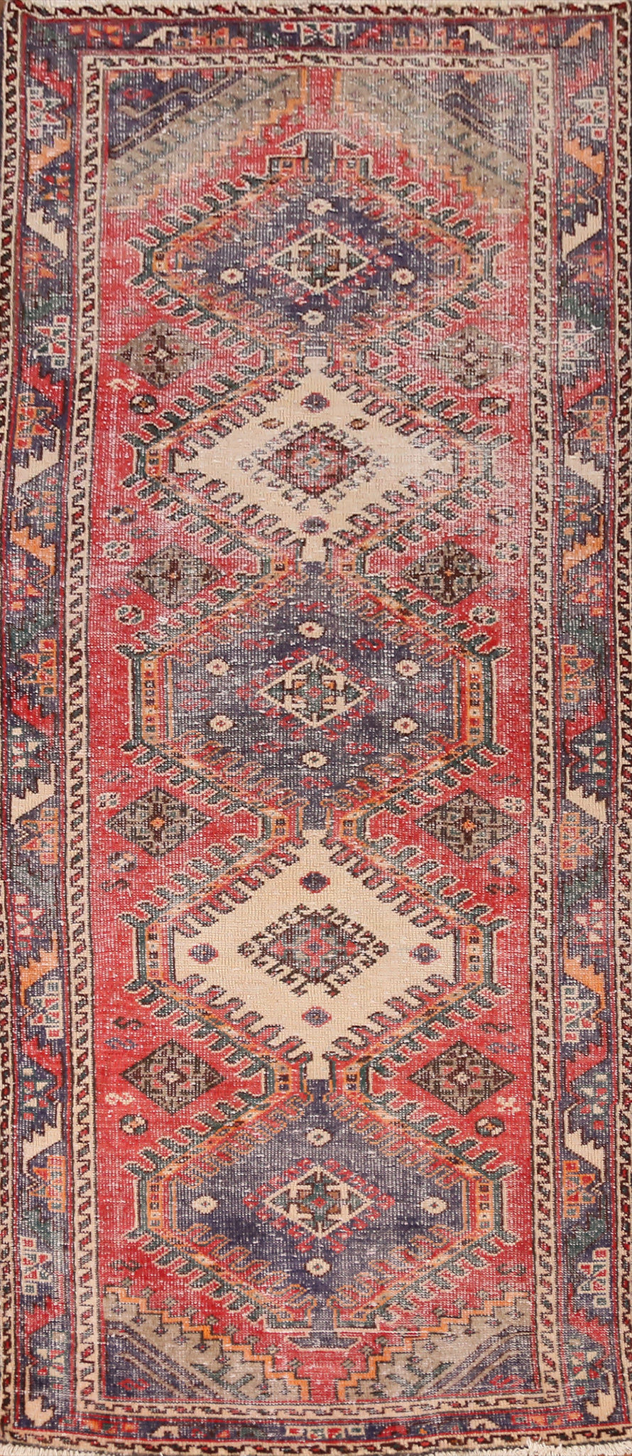 Geometric Bakhtiari Persian Runner Rug 3x10