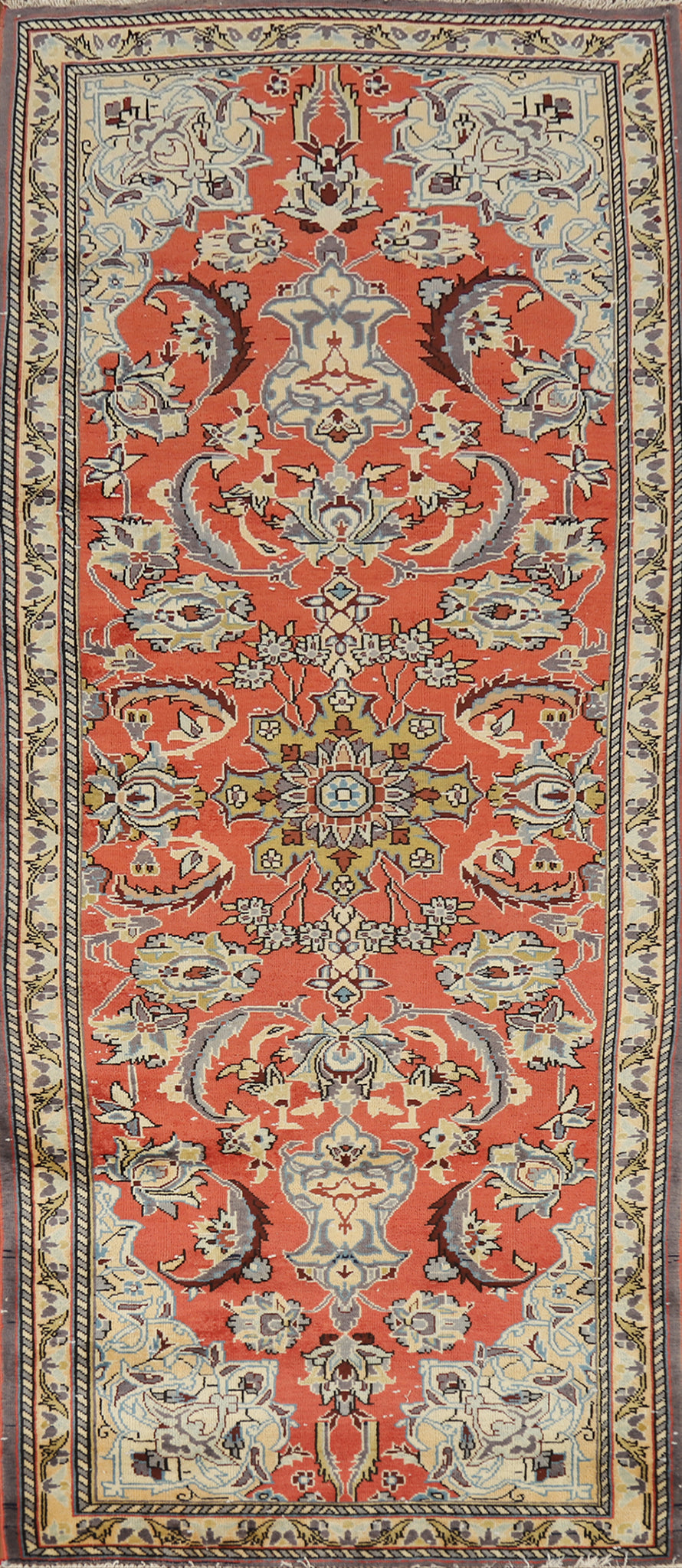 Orange Floral Mahal Persian Runner Rug 4x10