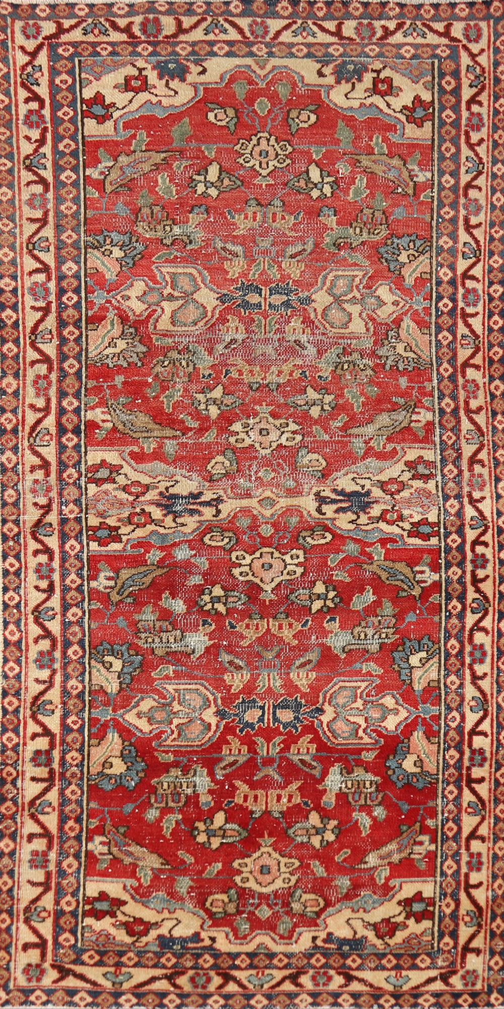 Vintage Floral Isfahan Persian Runner Rug 3x7