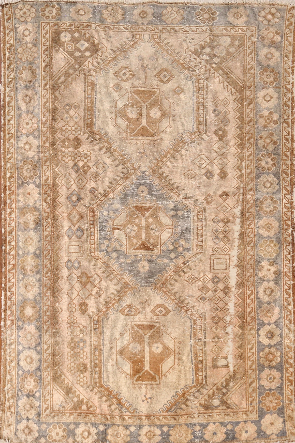 Antique Geometric Hamedan Persian Rug 4x7