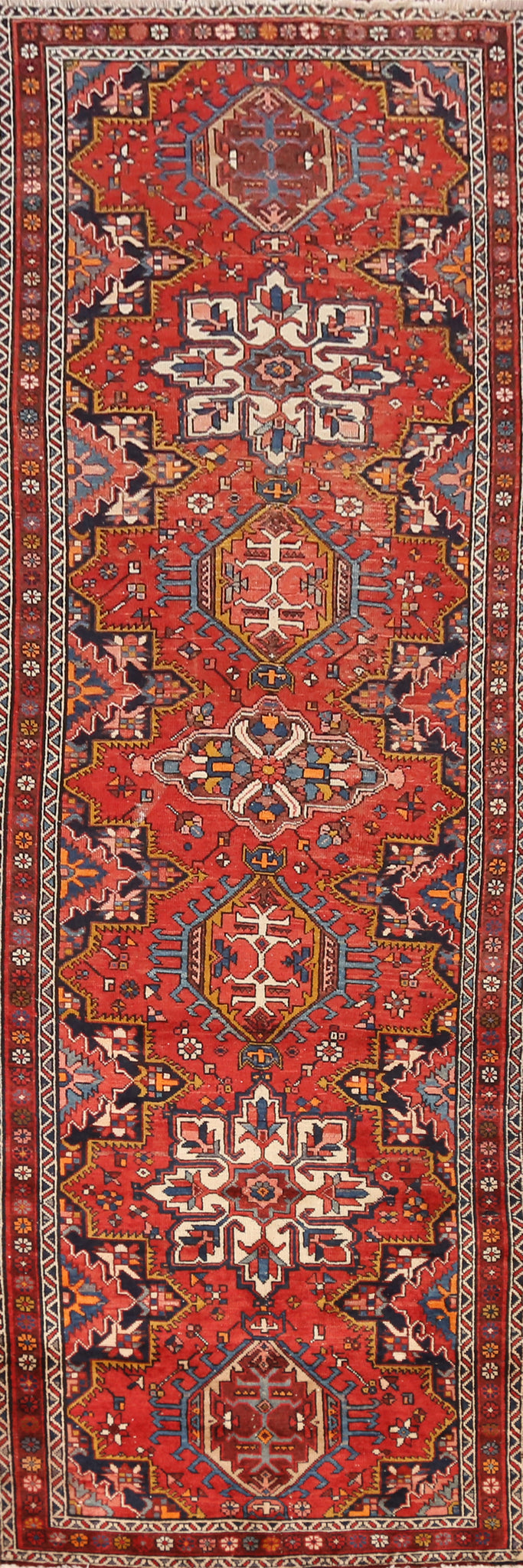 Geometric Heriz Persian Runner Rug 3x13