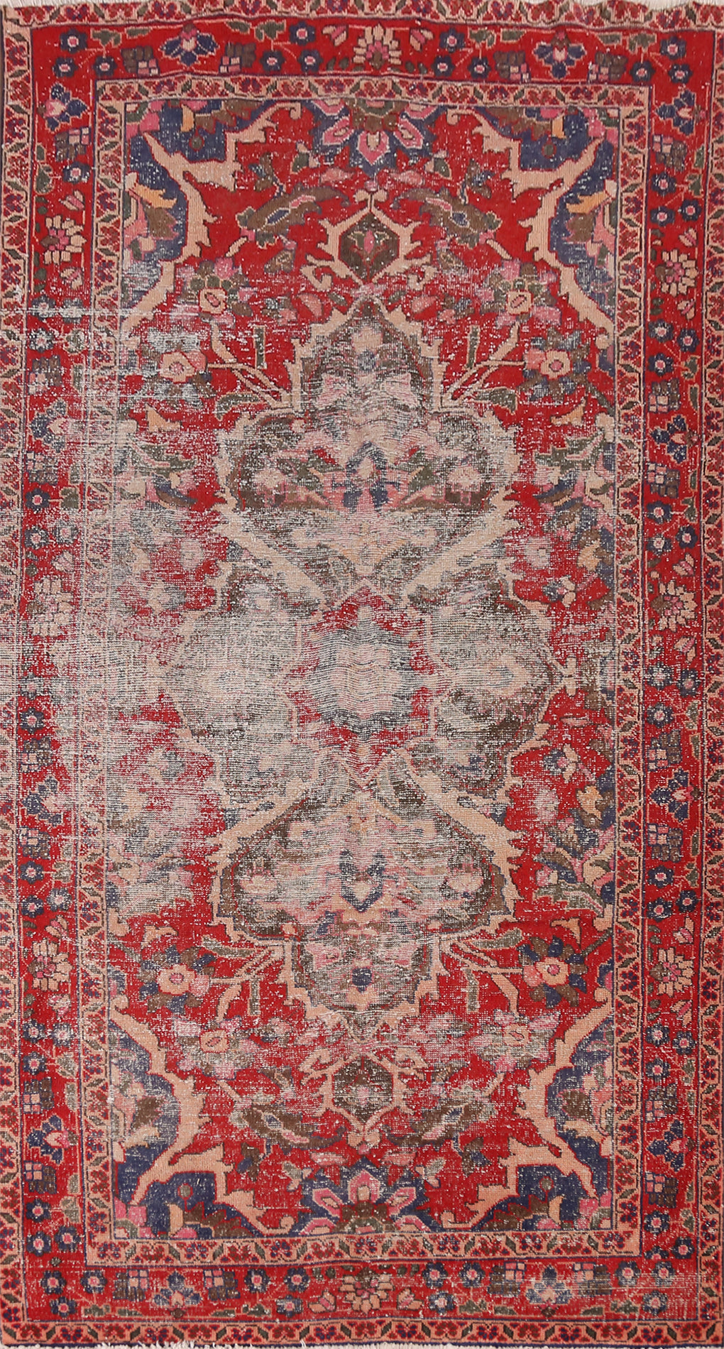 Antique Red Floral Mahal Persian Area Rug 5x10