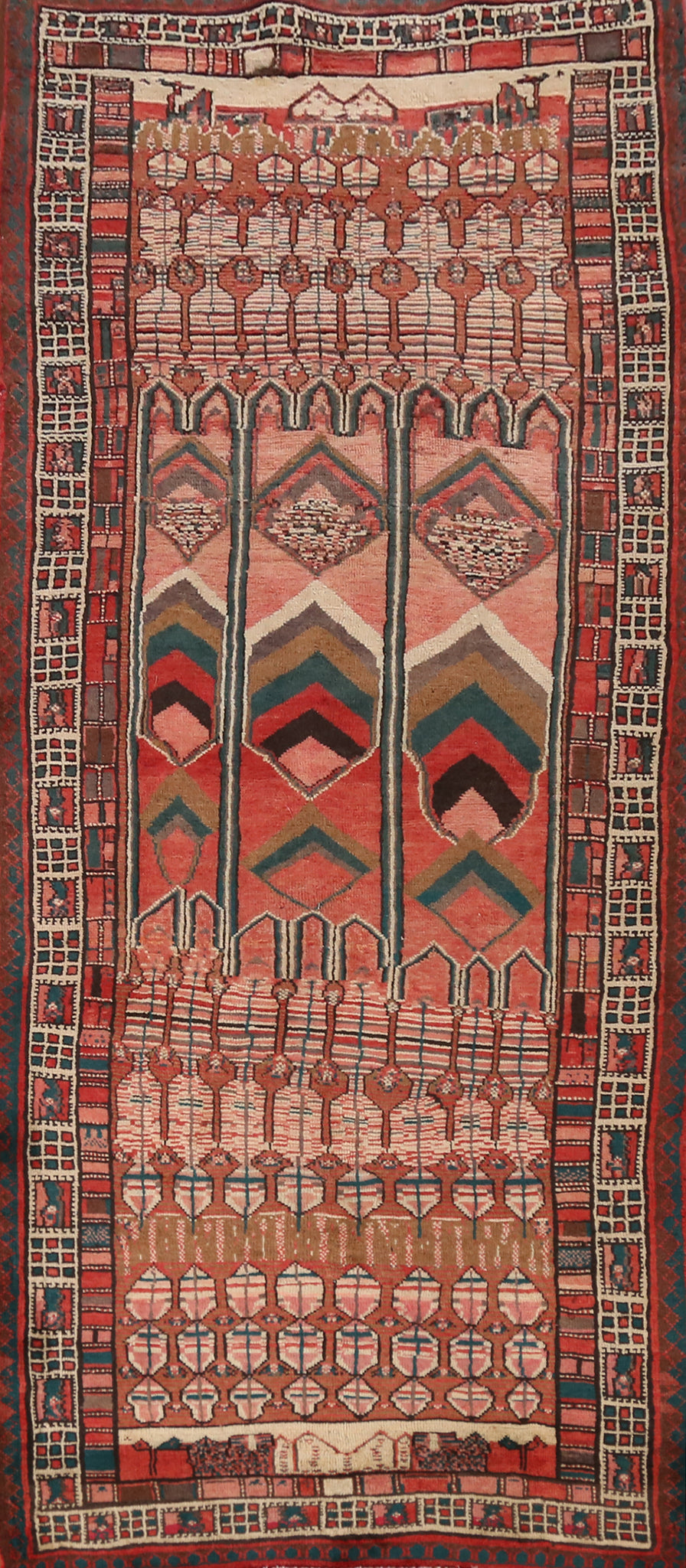 Geometric Ardebil Persian Runner Rug 3x9