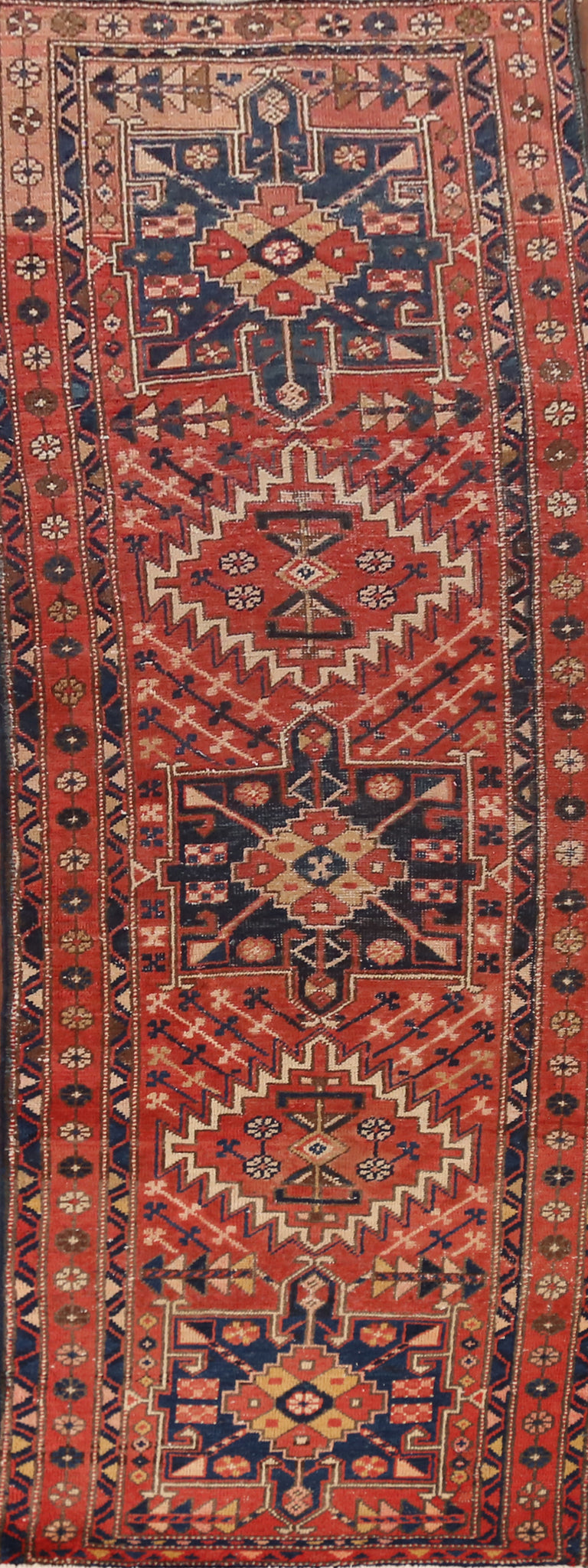 Geometric Heriz Persian Runner Rug 3x11