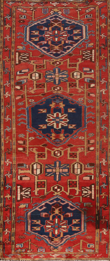 Geometric Heriz Persian Runner Rug 3x10