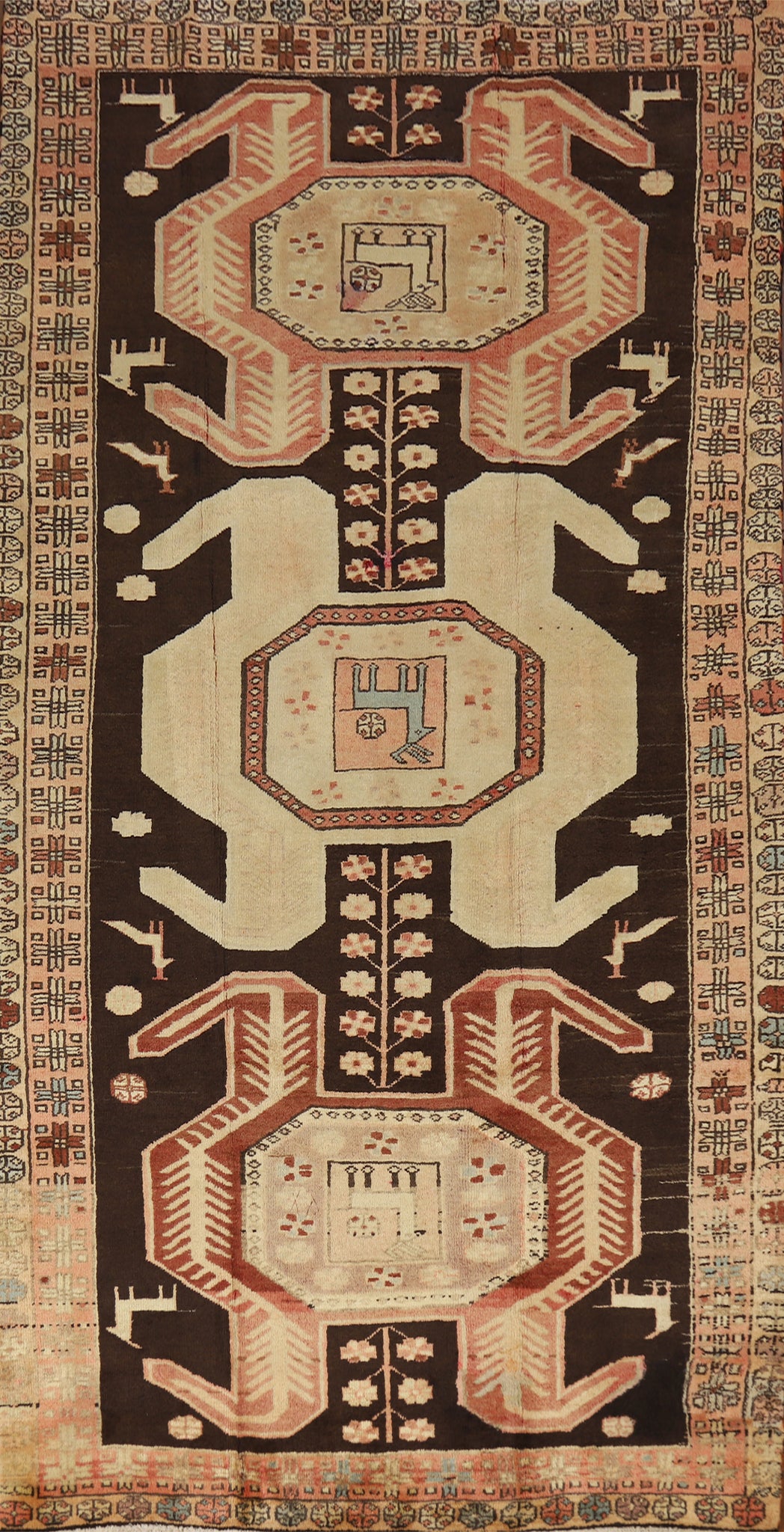 Tribal Geometric Meshkin Persian Runner Rug 4x9