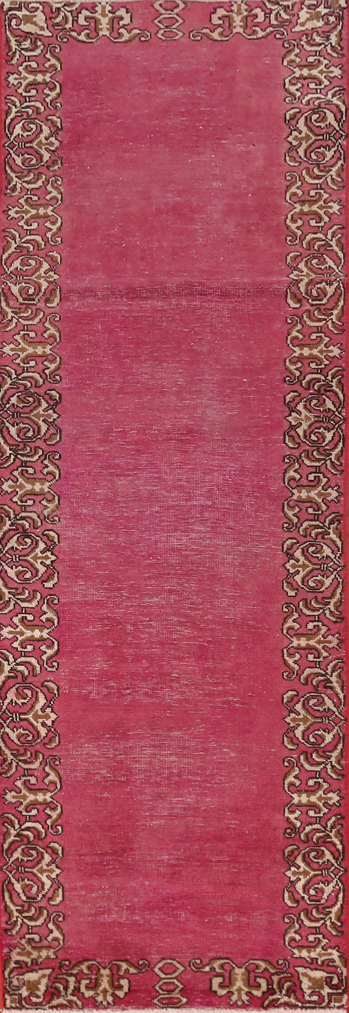 Fuchsia Pink Wool Tabriz Persian Runner Rug 2x9