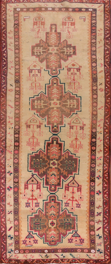 Geometric Meshkin Persian Runner Rug 4x11