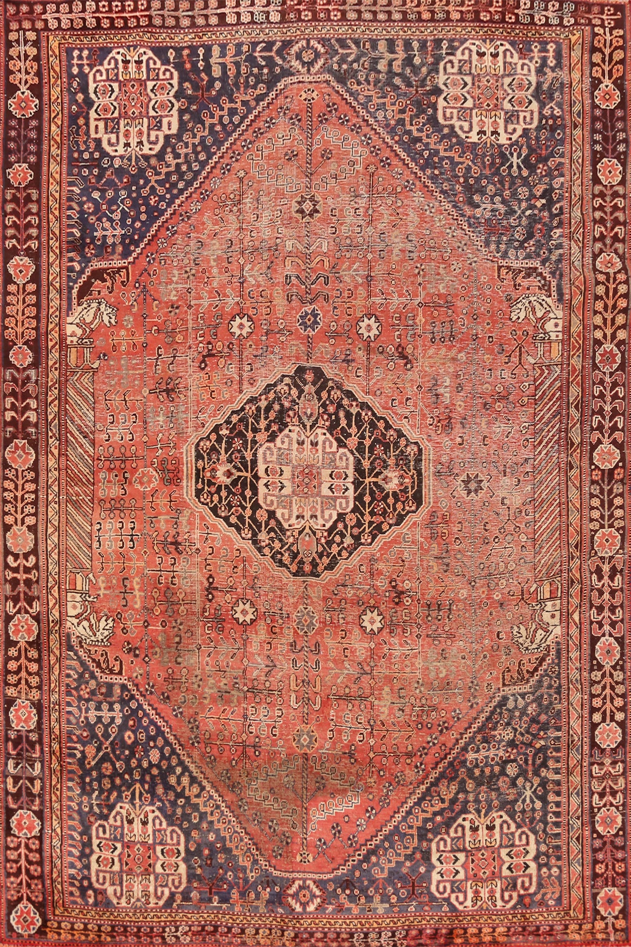 Pre-1900 Antique Shiraz Persian Area Rug 6x10