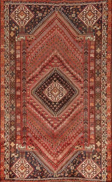 Antique Wool Shiraz Persian Area Rug 6x10