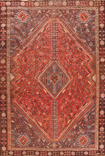 Antique Vegetable Dye Qashqai Persian Area Rug 7x10