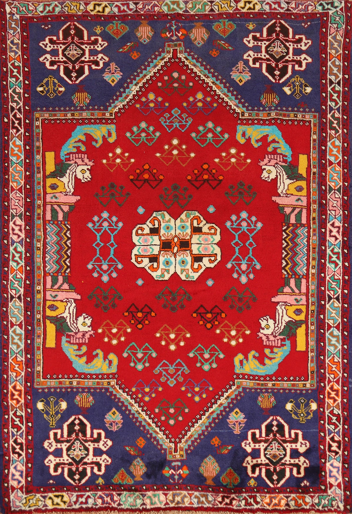 Vegetable Dye Wool Shiraz Persian Rug 5x6