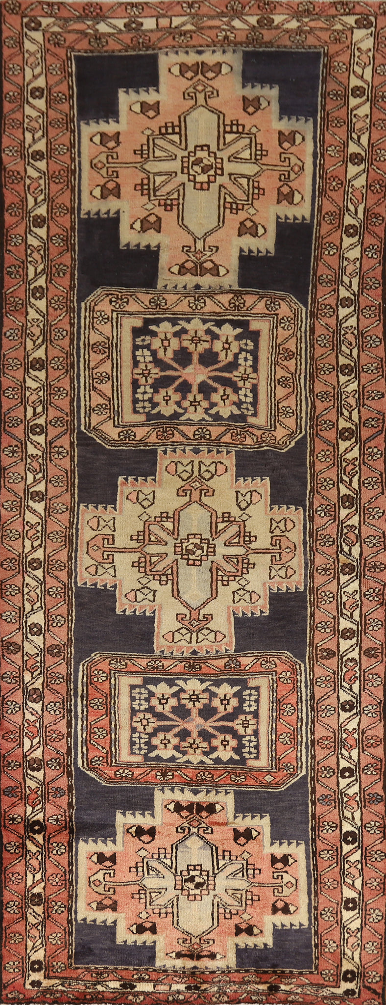 Geometric Meshkin Persian Runner Rug 4x11