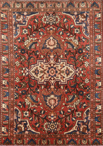 Floral Wool Medallion Bakhtiari Persian Rug 5x6