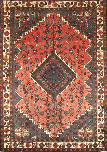 Tribal Geometric Hamedan Persian Rug 5x7