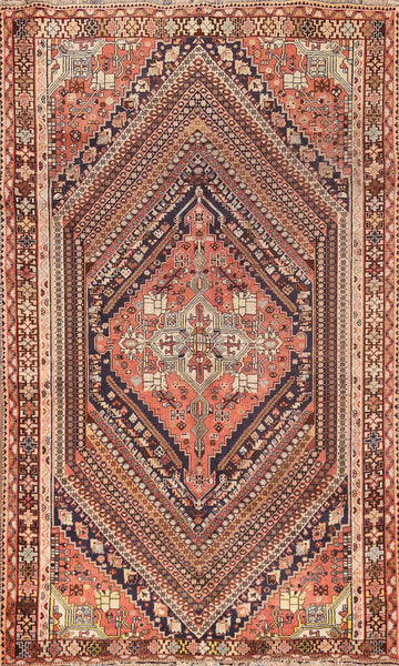 Antique Wool Medallion Shiraz Persian Area Rug 6x9