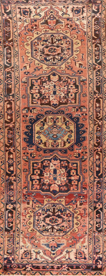 Geometric Heriz Persian Runner Rug 4x11