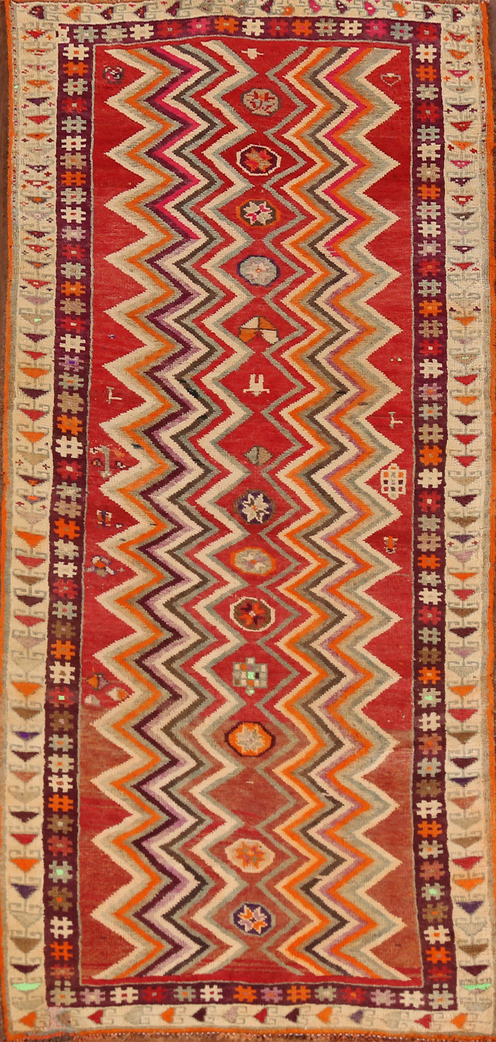 Vintage Wool Gabbeh Persian Runner Rug 3x8