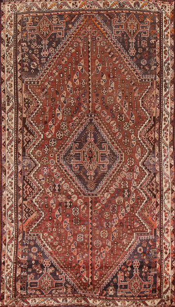 Tribal Geometric Qashqai Persian Rug 4x7