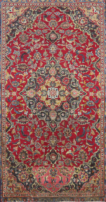 Floral Red Medallion Kashmar Persian Rug 3x6