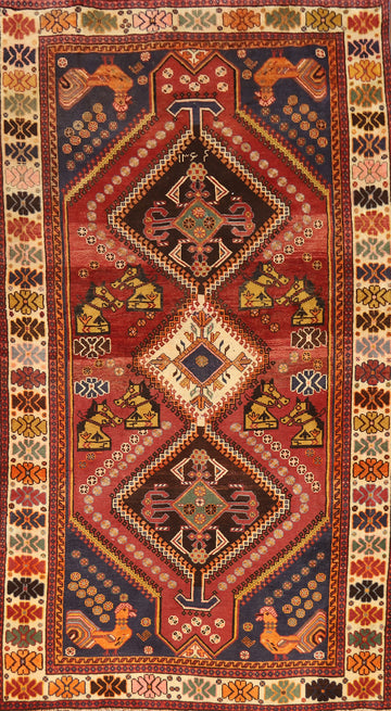 Animals Tribal Shiraz Persian Area Rug 5x9