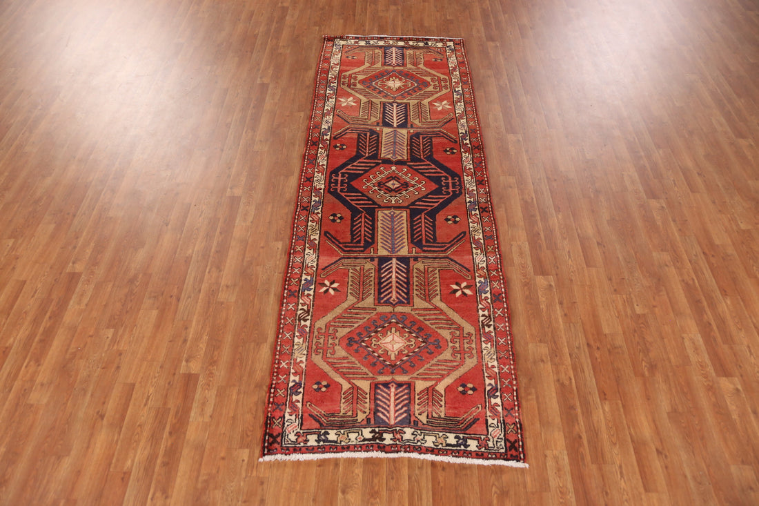 Geometric Heriz Persian Runner Rug 3x9