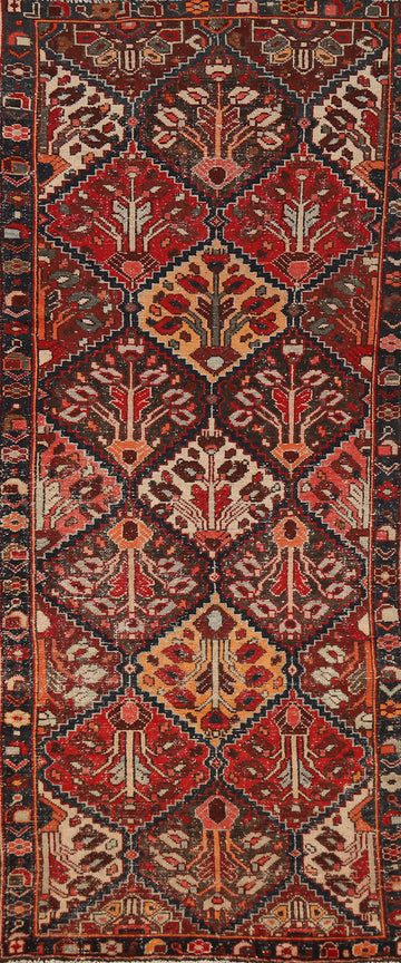 Geometric Wool Bakhtiari Persian Runner Rug 3x10