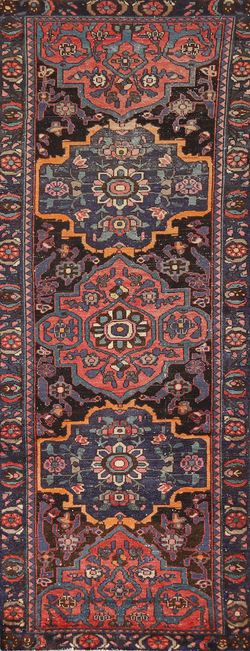 Distressed Wool Bakhtiari Persian Runner Rug 3x10