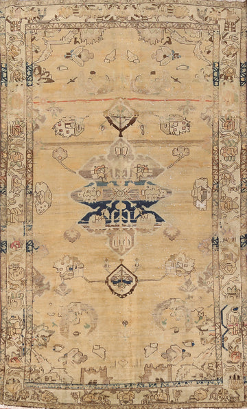 Distressed Wool Bakhtiari Persian Area Rug 6x10