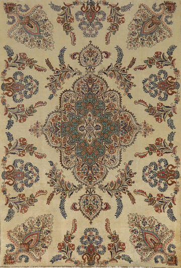 Floral Wool Medallion Tabriz Persian Area Rug 6x9