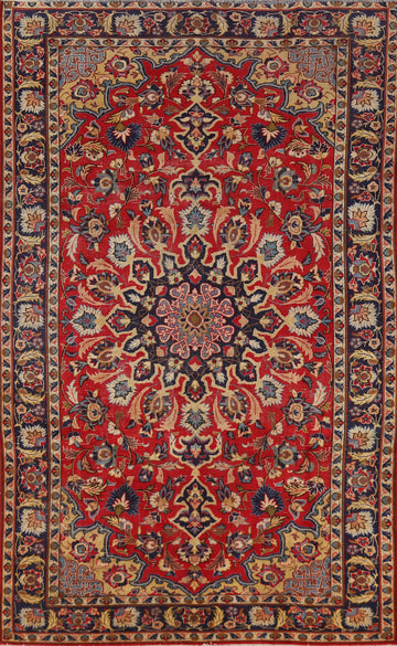 Red Floral Wool Najafabad Persian Area Rug 7x11