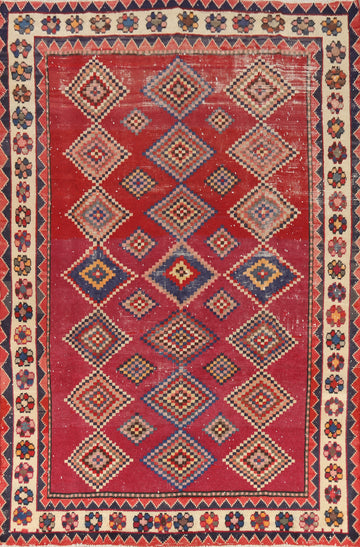 Geometric Bakhtiari Persian Area Rug 7x11