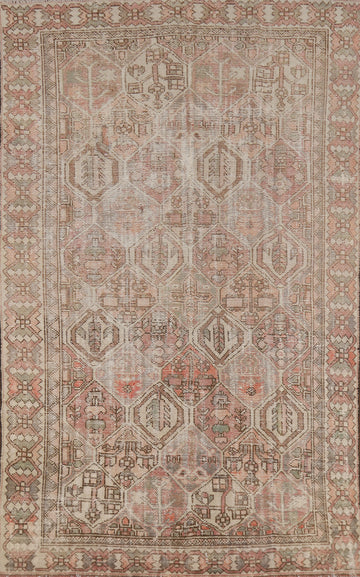 Antique Geometric Bakhtiari Persian Area Rug 6x9