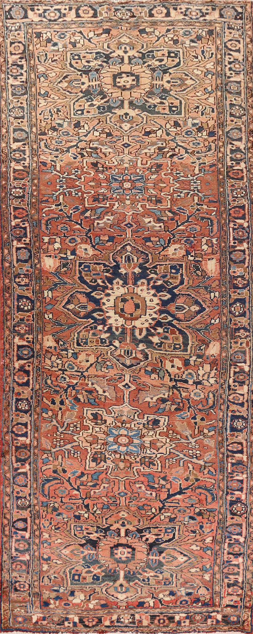 Geometric Heriz Persian Runner Rug 4x11