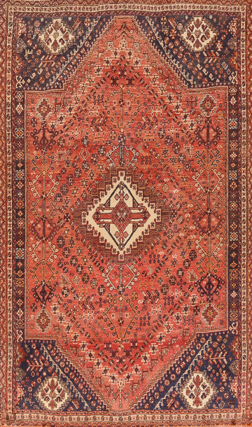 Tribal Geometric Qashqai Persian Area Rug 5x8