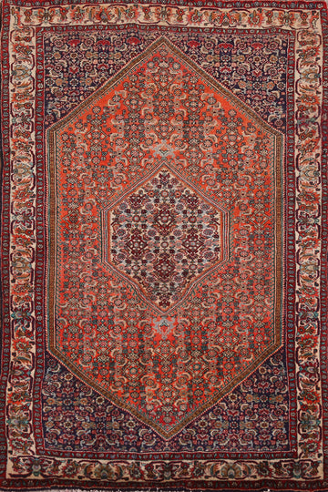 Orange Wool Medallion Bidjar Persian Rug 4x6