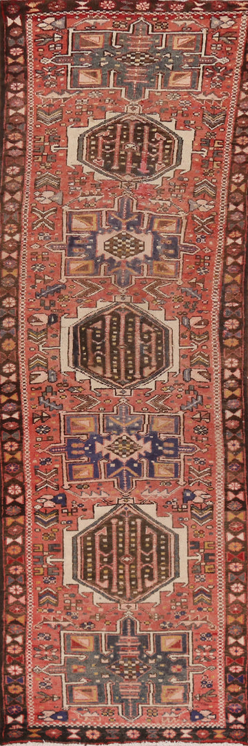 Tribal Geometric Gharajeh Persian Runner Rug 3x10