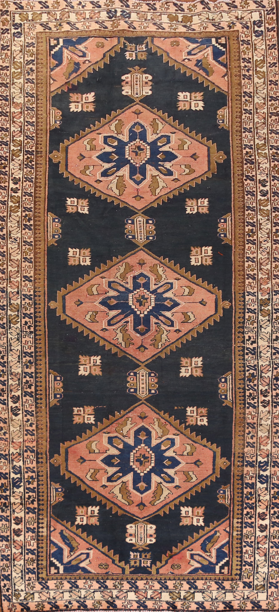 Antique Wool Hamedan Persian Runner Rug 4x11