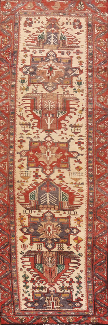 Handmade Wool Ardebil Persian Runner Rug 3x11